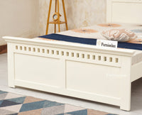 Alexandria Wooden Single Size Bed Kids Bed, Hostel Bed, Guest Bed for Home, PG & Small Rooms Furniselan Frosty White