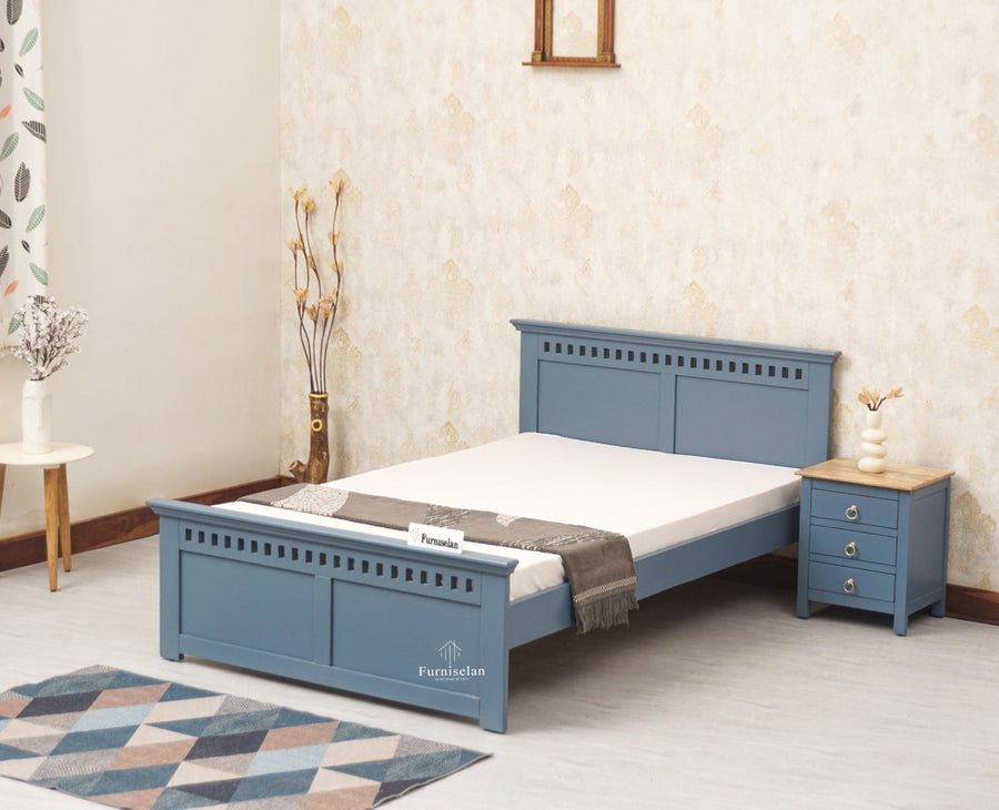 Alexandria Wooden Single Size Bed Kids Bed, Hostel Bed, Guest Bed for Home, PG & Small Rooms Furniselan China Blue