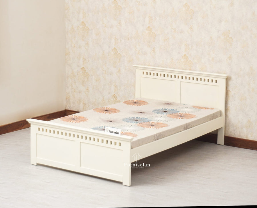 Alexandria Wooden Single Size Bed Kids Bed, Hostel Bed, Guest Bed for Home, PG & Small Rooms Furniselan Frosty White