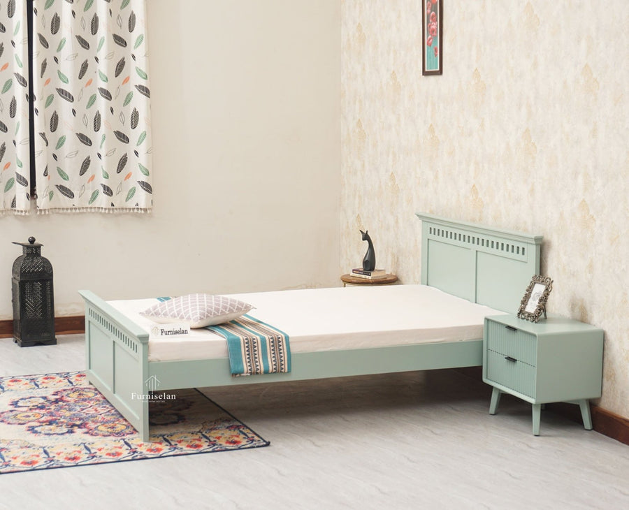 Alexandria Wooden Single Size Bed Kids Bed, Hostel Bed, Guest Bed for Home, PG & Small Rooms Furniselan Silt Green