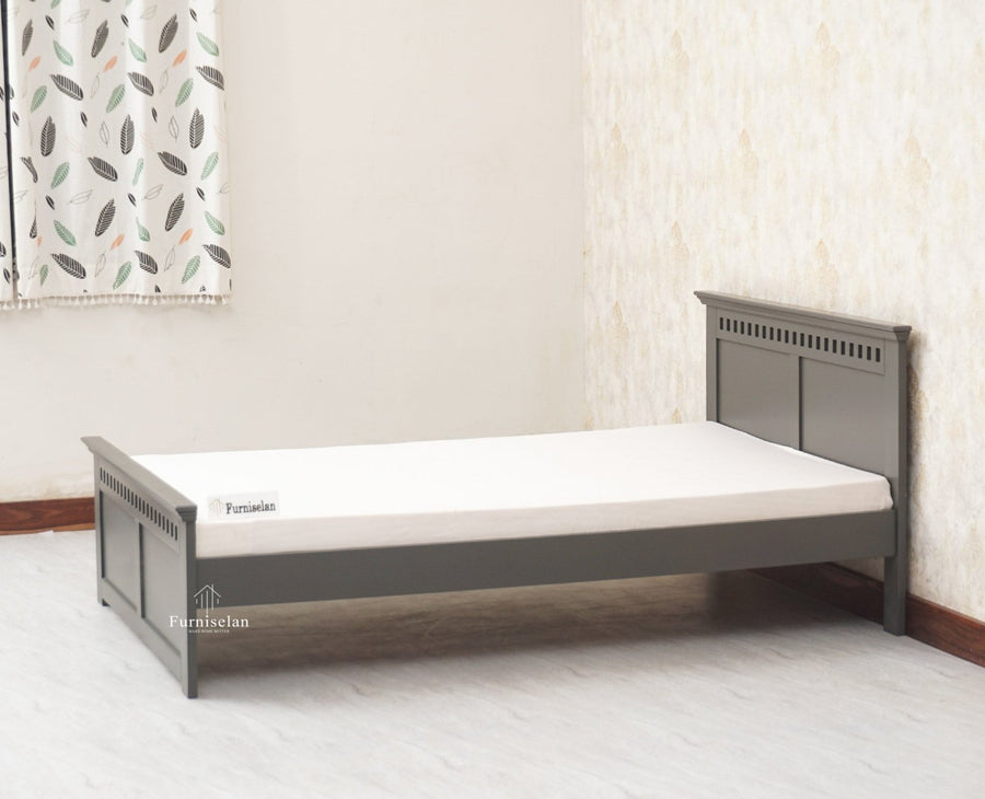 Alexandria Wooden Single Size Bed Kids Bed, Hostel Bed, Guest Bed for Home, PG & Small Rooms Furniselan Slate Grey