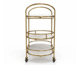 Alora Marble Serving Trolley with Metal - Antique Gold Finish