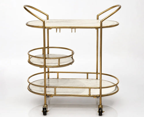 Alora Marble Serving Trolley with Metal