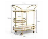 Alora Marble Serving Trolley with Metal - Antique Gold Finish