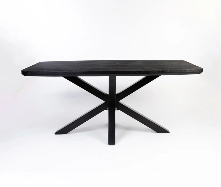 Alvero Wooden 6 Seater Dining Table with Iron Black