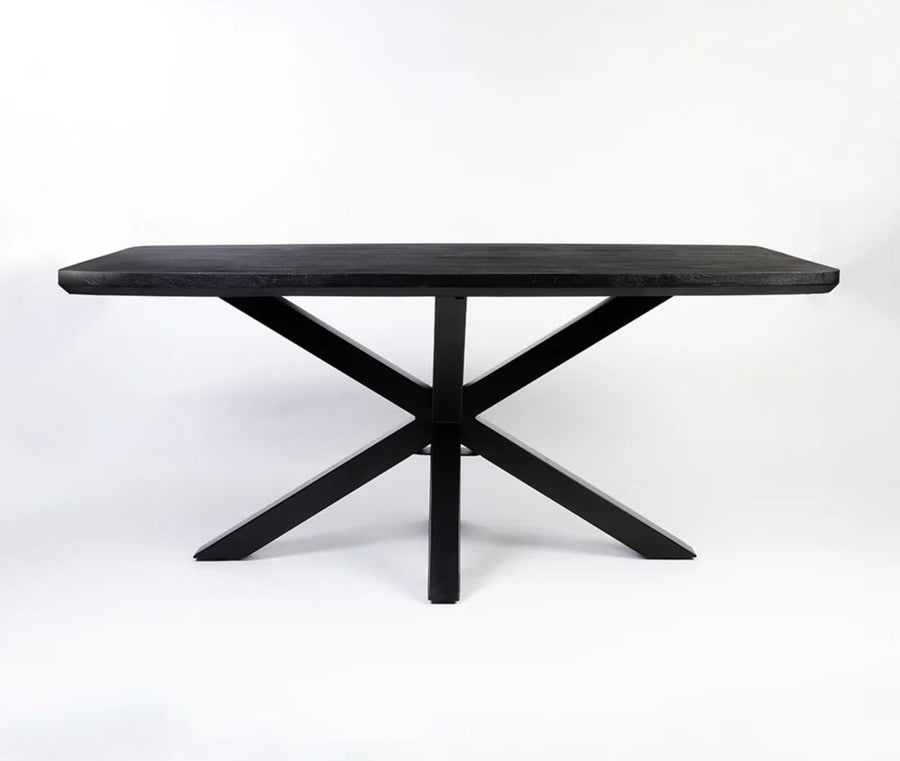 Alvero Wooden 6 Seater Dining Table with Iron Black