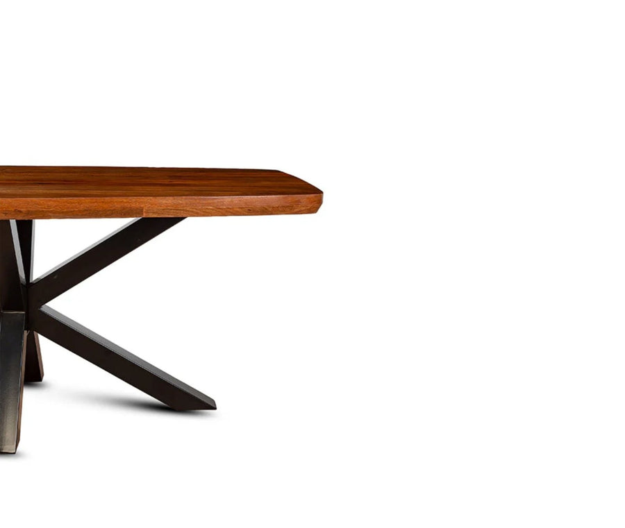 Alvero Wooden 6 Seater Dining Table with Iron Brown