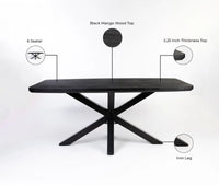 Alvero Wooden 6 Seater Dining Table with Iron Black