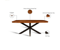 Alvero Wooden 6 Seater Dining Table with Iron Brown