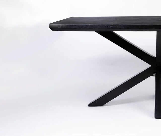 Alvero Wooden 6 Seater Dining Table with Iron Black