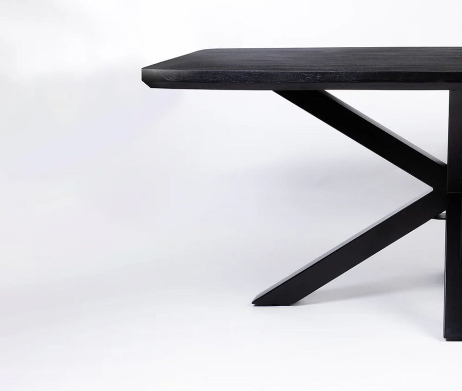 Alvero Wooden 6 Seater Dining Table with Iron Black