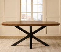 Alvero Wooden 6 Seater Dining Table with Iron Brown