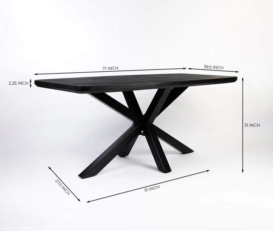 Alvero Wooden 6 Seater Dining Table with Iron Black