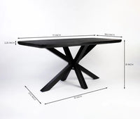 Alvero Wooden 6 Seater Dining Table with Iron Black