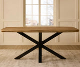 Alvero Wooden 6 Seater Dining Table with Iron Limewash