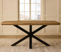 Alvero Wooden 6 Seater Dining Table with Iron Limewash