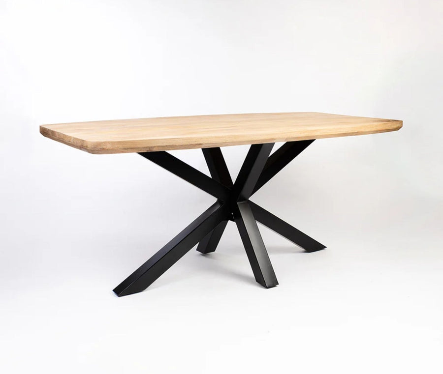 Alvero Wooden 6 Seater Dining Table with Iron Limewash
