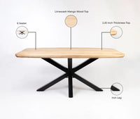 Alvero Wooden 6 Seater Dining Table with Iron Limewash
