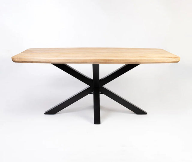 Alvero Wooden 6 Seater Dining Table with Iron Limewash