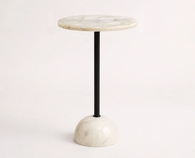 Amara Agate Marble Side Table - Ivory & Cream Marble Tones