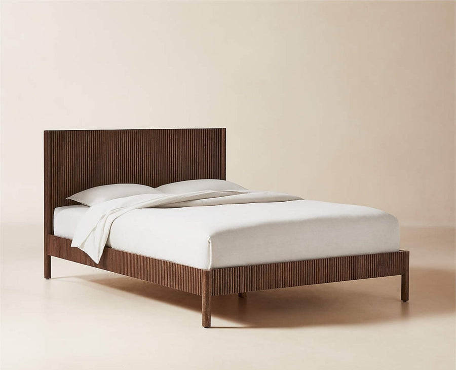 Amsterdam Solid Wood King Size Bed Furniselan- Grey-Finish