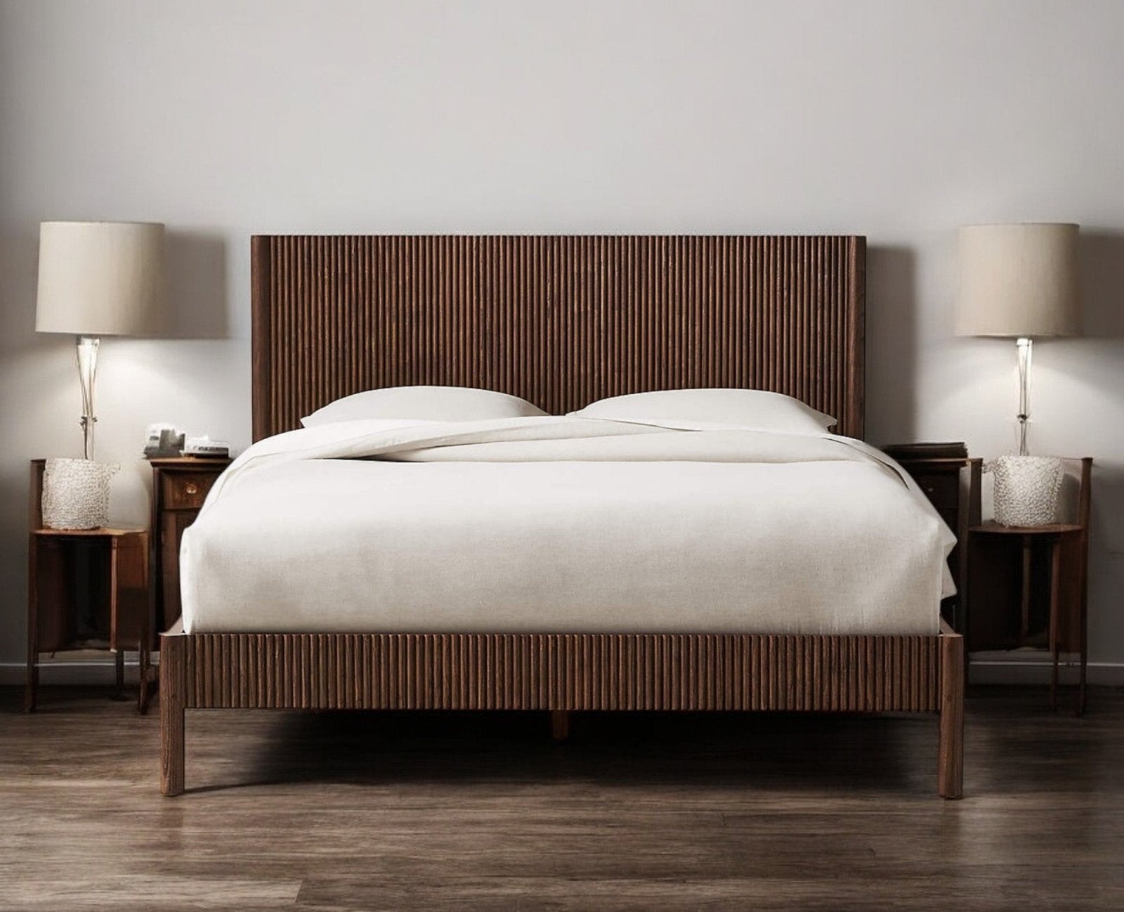 Amsterdam Solid Wood King Size Bed Furniselan- Grey-Finish