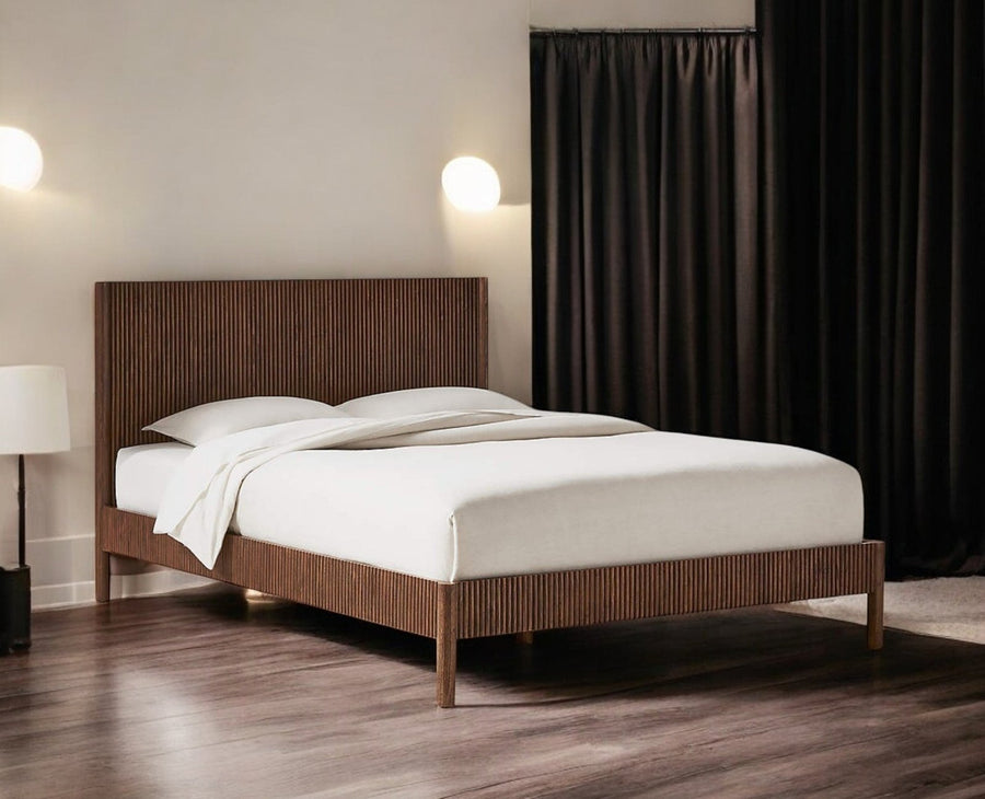 Amsterdam Solid Wood King Size Bed Furniselan- Grey-Finish