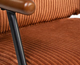Antho Cotton Dining Chair with Wooden Armrest – Solid Wood Modern Dining Chair for Home & Restaurant Coppery red