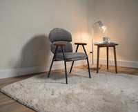 Antho Cotton Dining Chair with Wooden Armrest – Solid Wood Modern Dining Chair for Home & Restaurant Graphite