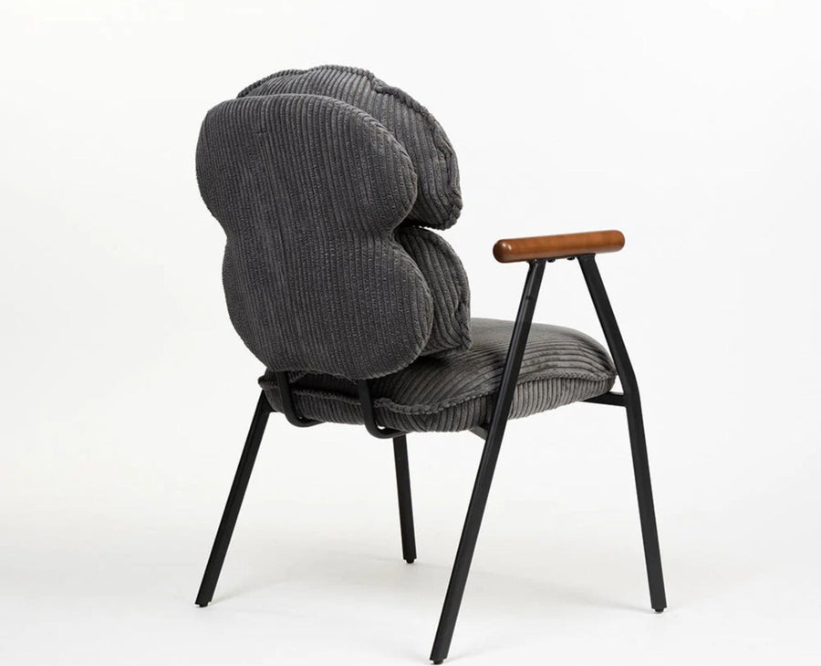 Antho Cotton Dining Chair with Wooden Armrest – Solid Wood Modern Dining Chair for Home & Restaurant Graphite