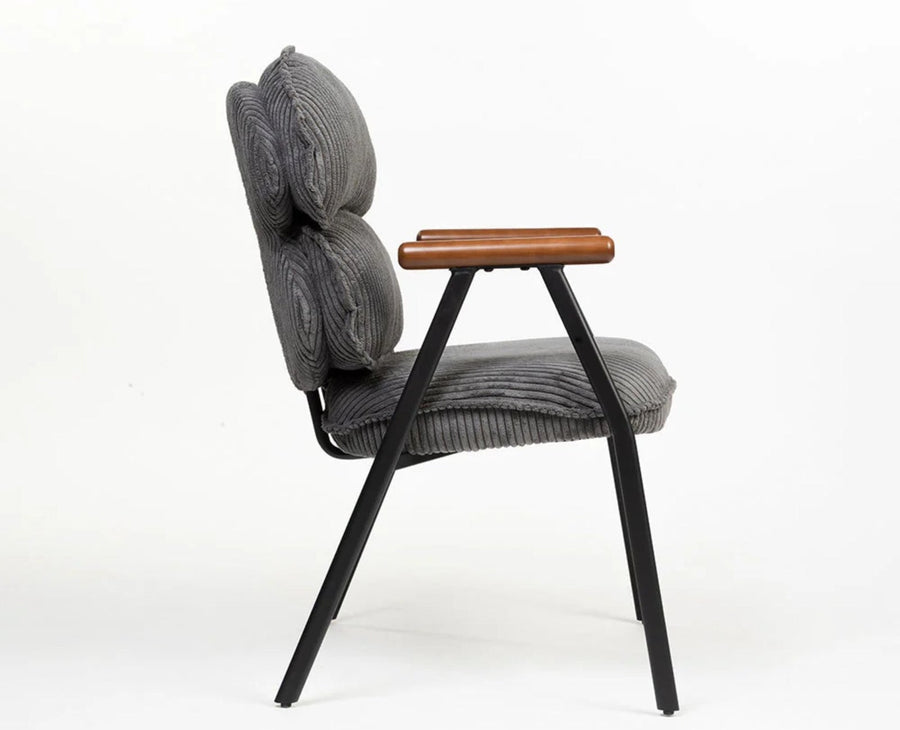 Antho Cotton Dining Chair with Wooden Armrest – Solid Wood Modern Dining Chair for Home & Restaurant Graphite