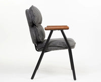 Antho Cotton Dining Chair with Wooden Armrest – Solid Wood Modern Dining Chair for Home & Restaurant Graphite