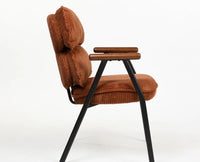 Antho Cotton Dining Chair with Wooden Armrest – Solid Wood Modern Dining Chair for Home & Restaurant Coppery red