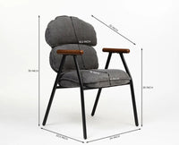 Antho Cotton Dining Chair with Wooden Armrest – Solid Wood Modern Dining Chair for Home & Restaurant Graphite