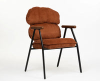 Antho Cotton Dining Chair with Wooden Armrest – Solid Wood Modern Dining Chair for Home & Restaurant Coppery red