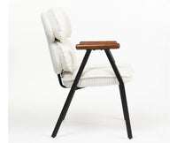 Antho Cotton Dining Chair with Wooden Armrest – Solid Wood Modern Dining Chair for Home & Restaurant Ivory