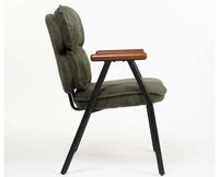 Antho Cotton Dining Chair with Wooden Armrest – Solid Wood Modern Dining Chair for Home & Restaurant Olive Green