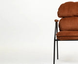 Antho Cotton Dining Chair with Wooden Armrest – Solid Wood Modern Dining Chair for Home & Restaurant Coppery red