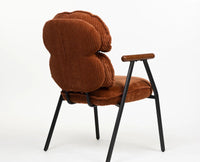 Antho Cotton Dining Chair with Wooden Armrest – Solid Wood Modern Dining Chair for Home & Restaurant Coppery red