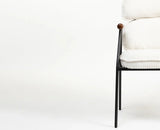 Antho Cotton Dining Chair with Wooden Armrest – Solid Wood Modern Dining Chair for Home & Restaurant Ivory