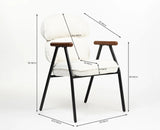 Antho Cotton Dining Chair with Wooden Armrest – Solid Wood Modern Dining Chair for Home & Restaurant Ivory