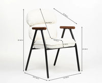 Antho Cotton Dining Chair with Wooden Armrest – Solid Wood Modern Dining Chair for Home & Restaurant Ivory