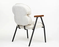 Antho Cotton Dining Chair with Wooden Armrest – Solid Wood Modern Dining Chair for Home & Restaurant Ivory