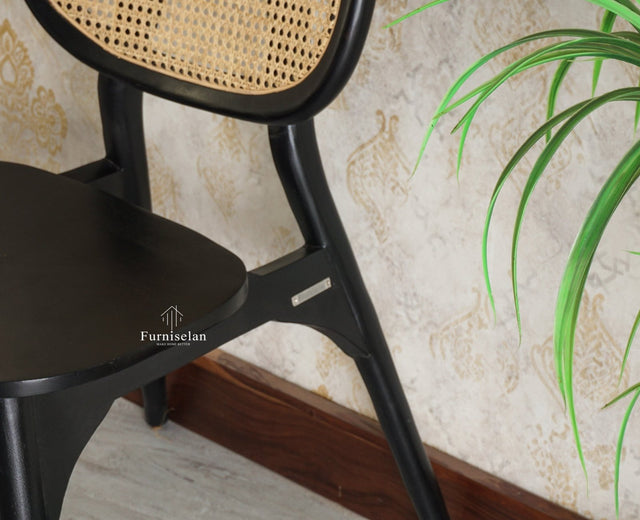 Antilia Solid Wood Dining Chair Set of two - Dining Chair - Furniselan - Black-Finish