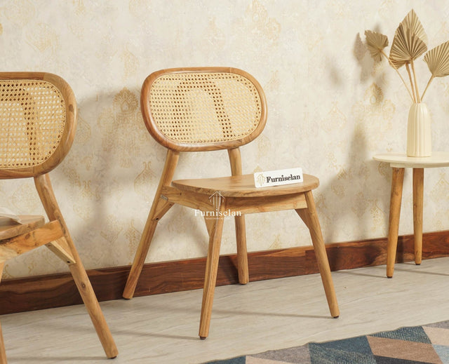 Antilia Solid Wood Dining Chair Set of two - Dining Chair - Furniselan Natural Finish