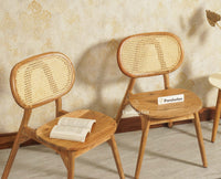 Antilia Solid Wood Dining Chair Set of two - Dining Chair - Furniselan Natural Finish