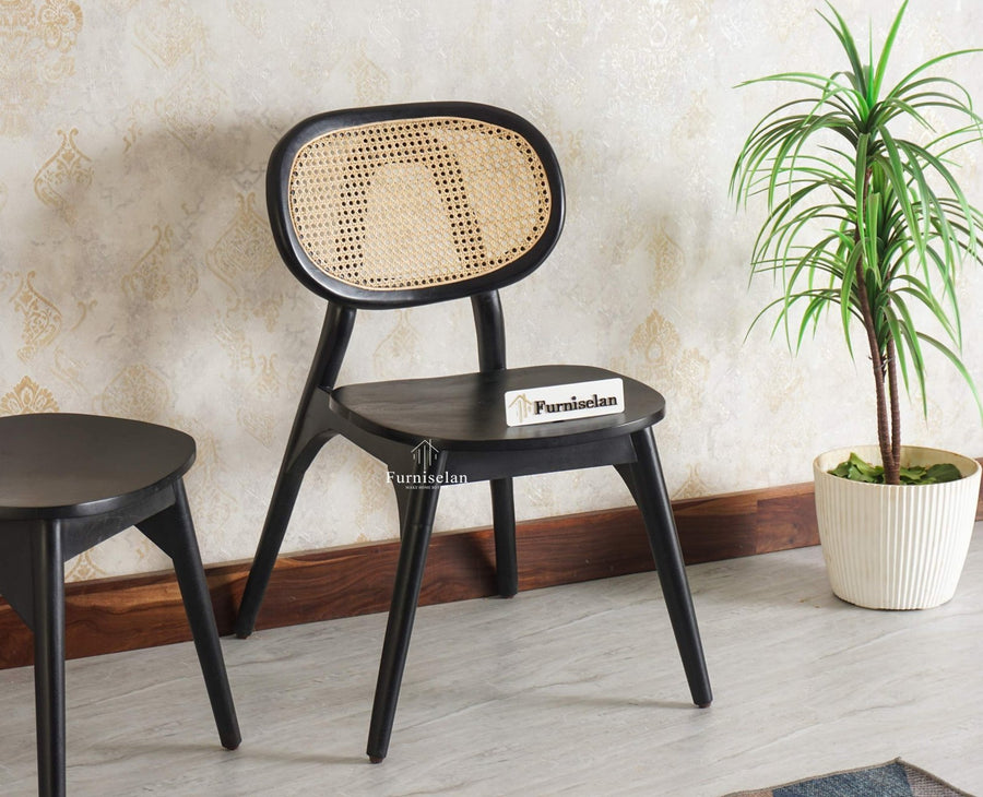 Antilia Solid Wood Dining Chair Set of two - Dining Chair - Furniselan - Black-Finish