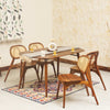 Antilia Solid Wood Four Seater Dining Set with Four Chairs - Dining Set - Furniselan - Teak-Finish