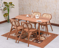 Antilia Solid Wood Four Seater Dining Set with Four Chairs - Dining Set - Furniselan