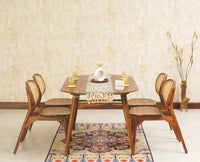 Antilia Solid Wood Four Seater Dining Set with Four Chairs - Dining Set - Furniselan - Teak-Finish